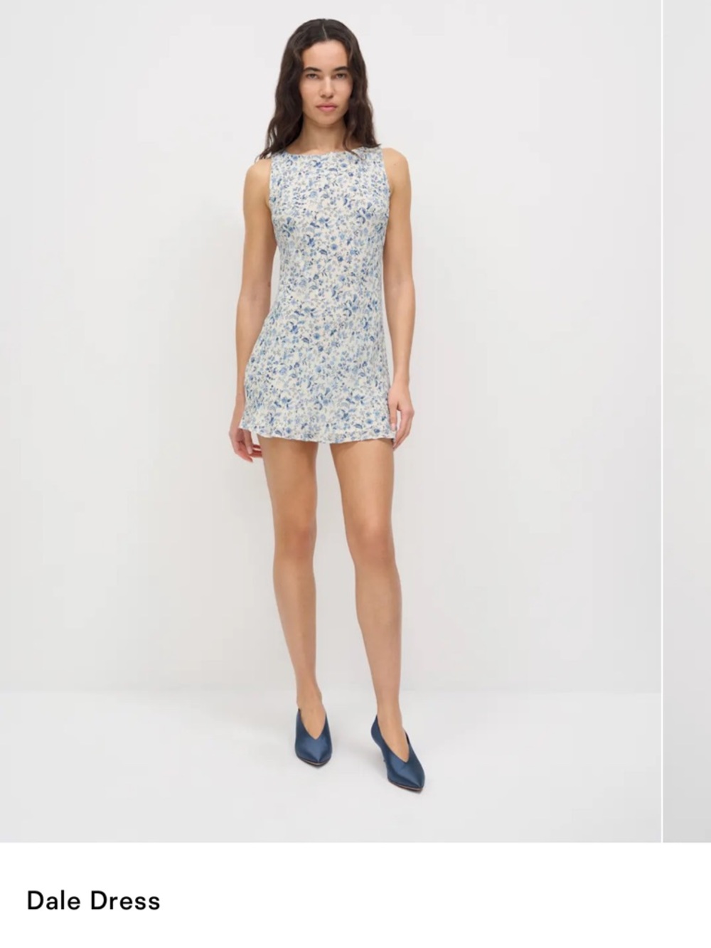Reformation Dale Mini Dress in Nile Blue and White